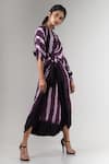 Nupur Kanoi_Purple Crepe Asymmetric Shibori One Shoulder Dhoti Jumpsuit _Online_at_Aza_Fashions