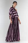 Buy_Nupur Kanoi_Purple Crepe Asymmetric Shibori One Shoulder Top And Pant Set  _at_Aza_Fashions