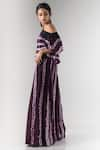 Nupur Kanoi_Purple Crepe Asymmetric Shibori One Shoulder Top And Pant Set  _Online_at_Aza_Fashions