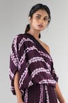 Buy_Nupur Kanoi_Purple Crepe Asymmetric Shibori One Shoulder Top And Pant Set  _Online_at_Aza_Fashions