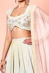 Shop_Niamh By Kriti_Blue Organza, Silk Crepe Bead Work, Pearl Work, Dabka Embroidered Lehenga Set _Online_at_Aza_Fashions