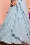 Buy_Niamh By Kriti_Blue Net Bead Work, Pearl Work, Sequins Round Embroidered Bridal Lehenga Set _Online_at_Aza_Fashions