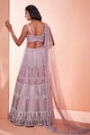 Shop_Niamh By Kriti_Purple Silk Organza Hand Embroidered Pearl Work Sweetheart Bridal Lehenga Set _at_Aza_Fashions