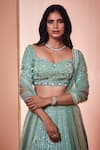 Buy_Niamh By Kriti_Green Italian Organza Hand Embroidered Crystal Bridal Lehenga Set _Online_at_Aza_Fashions