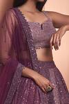 Buy_Niamh By Kriti_Purple Lycra Net Sequins, Glass Drops Square Notched Work Bridal Lehenga Set_Online_at_Aza_Fashions