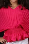 Nikasha_Pink Georgette Pleated Top _at_Aza_Fashions