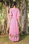 Shop_Nikasha_Pink Crepe Embroidery V Neck Leheriya Tiered Maxi Dress _at_Aza_Fashions