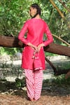 Shop_Nikasha_Pink Cotton, Chanderi Round Kurta Set _at_Aza_Fashions