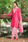 Buy_Nikasha_Pink Cotton, Chanderi Round Kurta Set _Online_at_Aza_Fashions