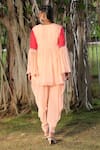 Shop_Nikasha_Peach Georgette V Neck Short Tunic And Dhoti Pant Set _at_Aza_Fashions
