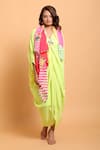 Shop_Nikasha_Multi Color Embroidery Leheriya Print Scarf _at_Aza_Fashions