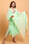 Buy_Nikasha_Green Foil Printing Scallop Hem Scarf _at_Aza_Fashions