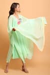 Shop_Nikasha_Green Foil Printing Scallop Hem Scarf _at_Aza_Fashions