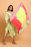 Buy_Nikasha_Multi Color Embroidery Leheriya Print Scarf _at_Aza_Fashions