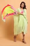 Shop_Nikasha_Multi Color Embroidery Leheriya Print Scarf _at_Aza_Fashions