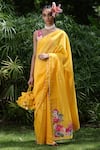 Buy_Nikasha_Yellow Chanderi Saree With Blouse _at_Aza_Fashions