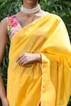 Buy_Nikasha_Yellow Chanderi Saree With Blouse _Online_at_Aza_Fashions