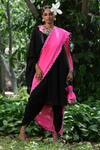 Buy_Nikasha_Black Georgette Embroidery Round Pre-draped Dhoti Pant Saree Set _at_Aza_Fashions