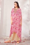 Buy_Namrata Lakhotia_Pink Crepe Embroidery Round Printed Kurta And Palazzo Set  _at_Aza_Fashions