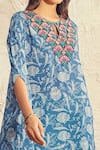 Shop_Namrata Lakhotia_Blue Crepe Embroidery Round Printed Kurta And Palazzo Set _at_Aza_Fashions