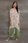 Buy_Namrata Lakhotia_Beige Crepe Embroidery Round Printed Kurta And Palazzo Set  _at_Aza_Fashions