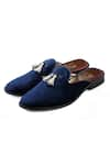 Buy_Kora By Nilesh Mitesh_Blue Plain Suede Slip Ons _at_Aza_Fashions