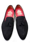 Shop_Kora By Nilesh Mitesh_Black Plain Tassel Handcrafted Loafers _at_Aza_Fashions