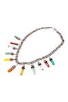 Buy_Noor_Silver Plated Gemstone Oxidized Embellished Necklace _at_Aza_Fashions