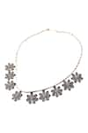 Buy_Noor_Silver Plated Rawa Floral And Oxidized Chain Necklace _at_Aza_Fashions