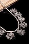 Noor_Silver Plated Rawa Floral And Oxidized Chain Necklace _Online_at_Aza_Fashions