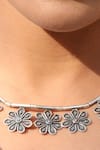 Buy_Noor_Silver Plated Rawa Floral And Oxidized Chain Necklace _Online_at_Aza_Fashions