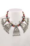 Shop_Noor_Silver Plated Handcrafted Thread Necklace_at_Aza_Fashions