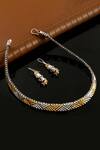 Noor_Gold Plated Stone Silver Carved Necklace Set _Online_at_Aza_Fashions