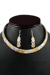 Buy_Noor_Gold Plated Stone Silver Carved Necklace Set _Online_at_Aza_Fashions