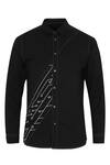 Noonoo_Black 100% Giza Cotton Embroidered Shirt _at_Aza_Fashions