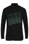 Shop_Noonoo_Black 100% Giza Cotton Printed Shirt _Online_at_Aza_Fashions