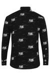 Noonoo_Black 100% Giza Cotton Printed Shirt _at_Aza_Fashions