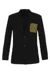 Noonoo_Black Wool Embroidered Blazer _at_Aza_Fashions