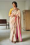 Shorshe Clothing_Yellow Handloom Silk V Neck Blouse _Online_at_Aza_Fashions