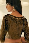 Shop_Shorshe Clothing_Green Velvet Round Embellished Blouse _at_Aza_Fashions