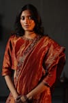 Buy_Shorshe Clothing_Red Handloom Tissue Plain Boat Neck Blouse _Online_at_Aza_Fashions