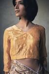 Buy_Shorshe Clothing_Yellow Handwoven Tissue Blouse_at_Aza_Fashions