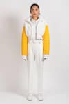 Shop_NoughtOne_White Polyester Oversize Collar Colorblock Jacket  _Online_at_Aza_Fashions