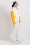 Shop_NoughtOne_White Polyester Oversize Collar Colorblock Jacket  _at_Aza_Fashions