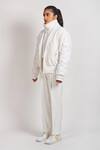 Shop_NoughtOne_White Polyester Shawl Lapel Jacket  _at_Aza_Fashions