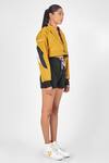 NoughtOne_Yellow Polyester Suede Notched Lapel Cropped Jacket  _Online_at_Aza_Fashions