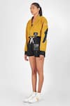 Buy_NoughtOne_Yellow Polyester Suede Notched Lapel Cropped Jacket  _Online_at_Aza_Fashions