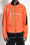 Shop_NoughtOne_Orange Polyester Striped Oversize Jacket _Online_at_Aza_Fashions