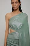 Buy Deme By Gabriella Grey Lycra Shimmer One Shoulder Dress Online at Aza Fashions Buy_Deme By Gabriella_Grey Lycra Shimmer One Shoulder Dress_Online_at_Aza_Fashions