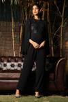 Buy_Bump Loving_Black Net Hand Embroidered Sequin Work Round Shoulder Drape Jumpsuit  _at_Aza_Fashions